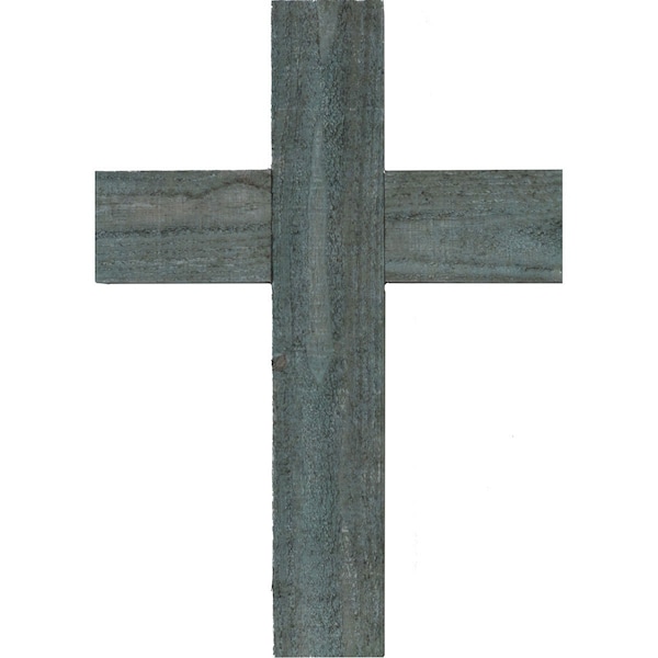 Ekena Millwork 14"W x 20"H x 3/4"D Vintage Farmhouse Cross, Barnwood Decor Collection, Driftwood Blue DECR014X020X0750CRSBU - main